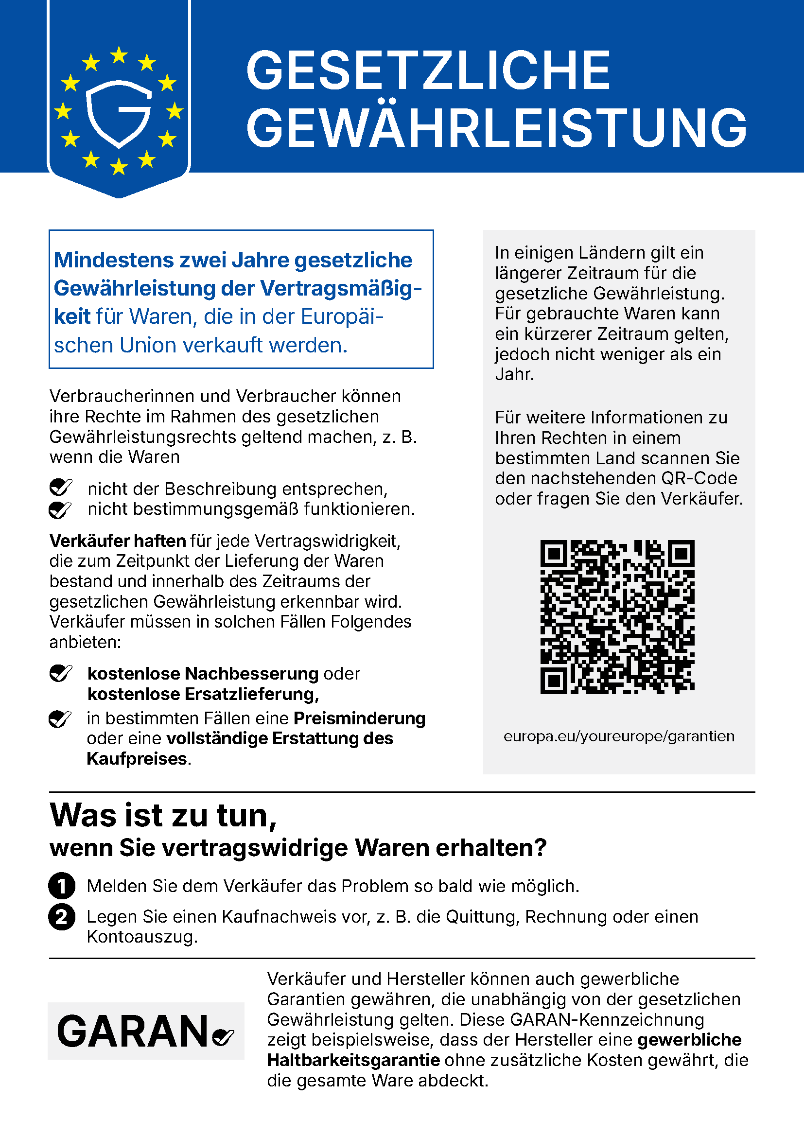 Vollständige offizielle EU-Mitteilung über das gesetzliche Gewährleistungsrecht. Eine zugängliche Textfassung folgt unter der Grafik.